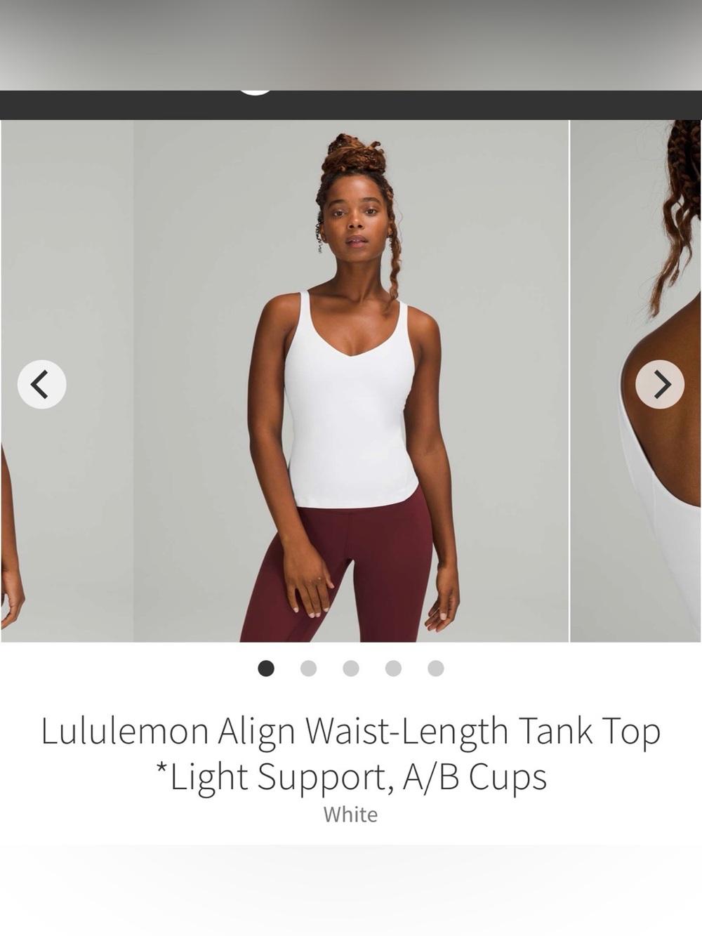 Lululemon waist length align tank white size 4